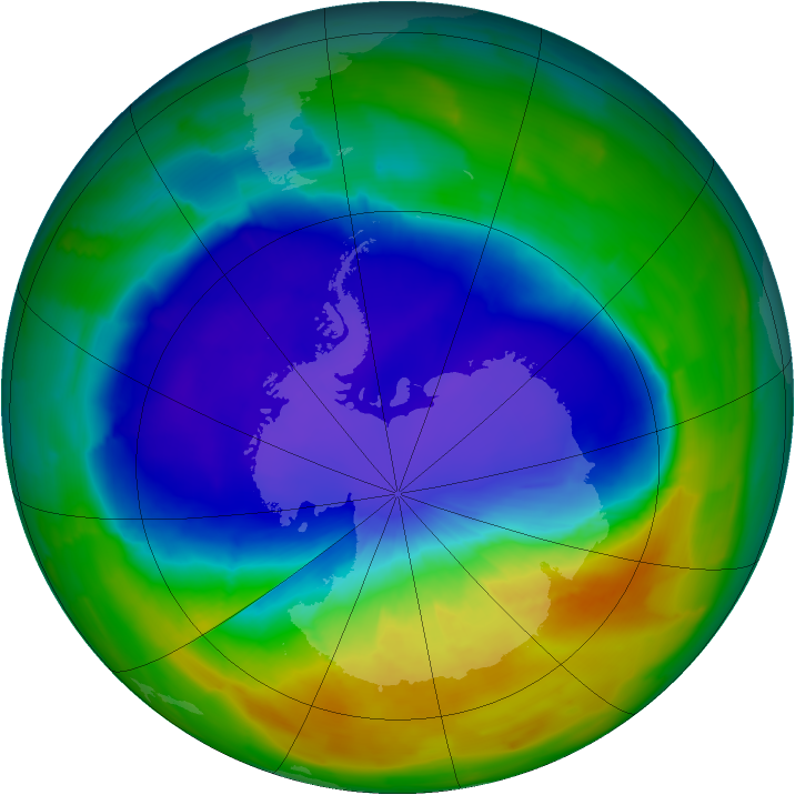 Antarctic ozone map for 05 October 2013